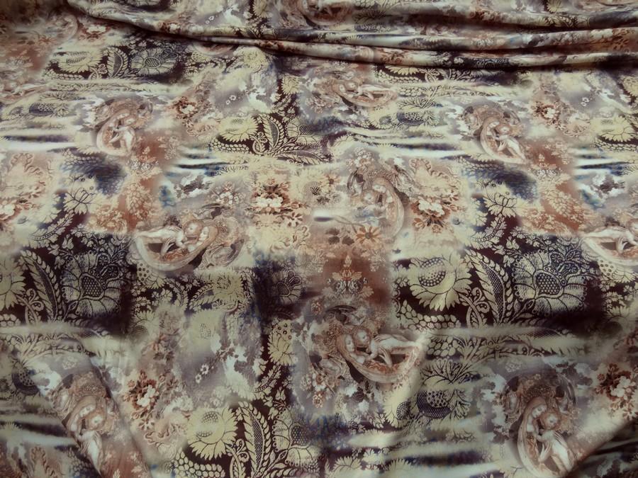 Jersey polyester imprimé motif la vierge et l enfant pour couture créative