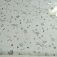Jersey coton blanc casse fleurs en camaieu de bleus 1