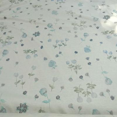 Jersey coton blanc casse fleurs en camaieu de bleus 1 