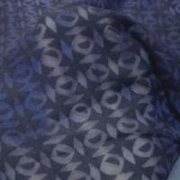 Jersey coton bleu marine devore carreaux effet d optique 1 