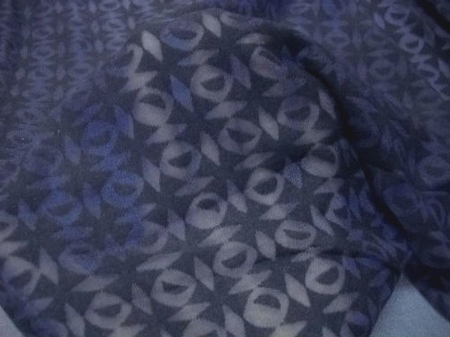 Jersey coton bleu marine devore carreaux effet d optique 1