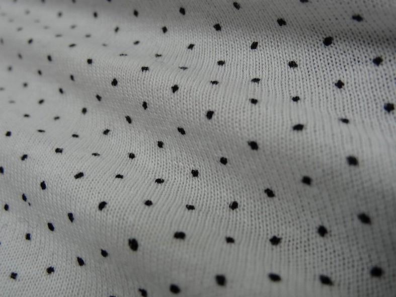 Jersey coton fin blanc casse a pois noirs 4