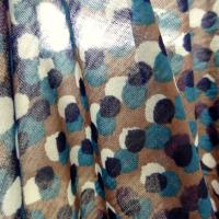 Jersey coton fin bleu canard prune a pois