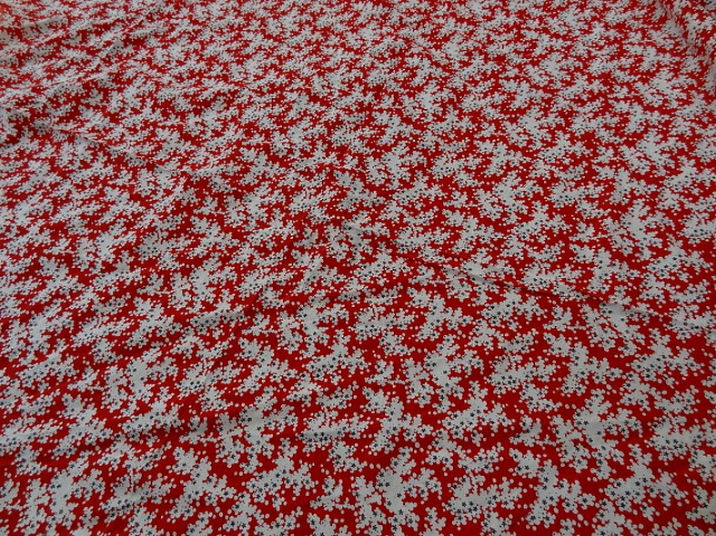 Jersey coton fin rouge fleurs blanc gris 1 1