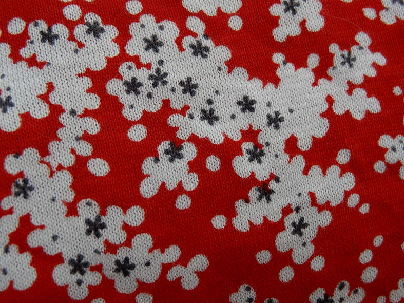 Jersey coton fin rouge fleurs blanc gris 1