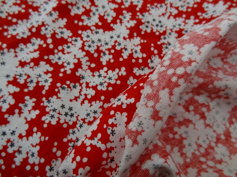 Jersey coton fin rouge fleurs blanc gris 2