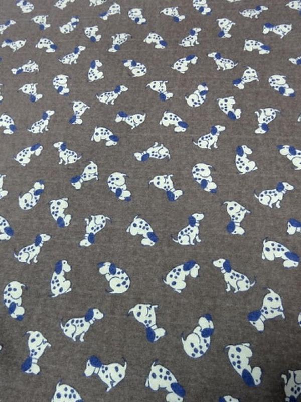 Jersey coton fond taupe chine motifs petits chiens 1 