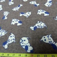 Jersey coton fond taupe chine motifs petits chiens 2 