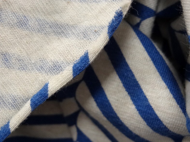 Jersey coton lycra blanc casse rayures fantaisie bleu denim 4