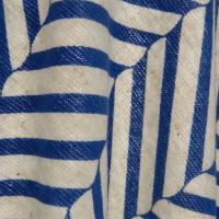 Jersey coton lycra blanc casse rayures fantaisie bleu denim