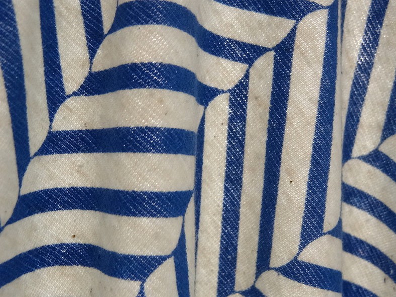 Jersey coton lycra blanc casse rayures fantaisie bleu denim