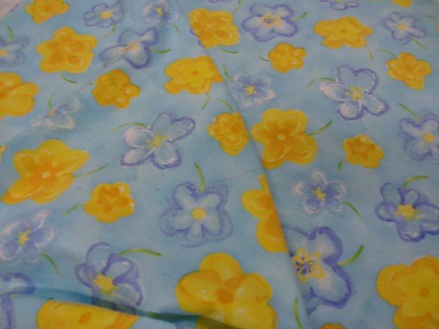 Jersey coton lycra bleu imprime fleurs