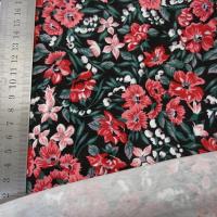 Jersey coton lycra fond noir fleuri 3