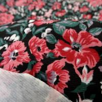 Jersey coton lycra fond noir fleuri 4