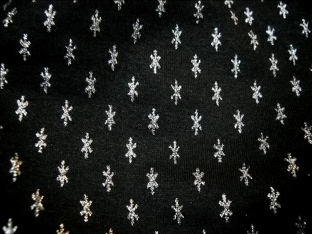 Jersey coton lycra noir star motif argent 1 