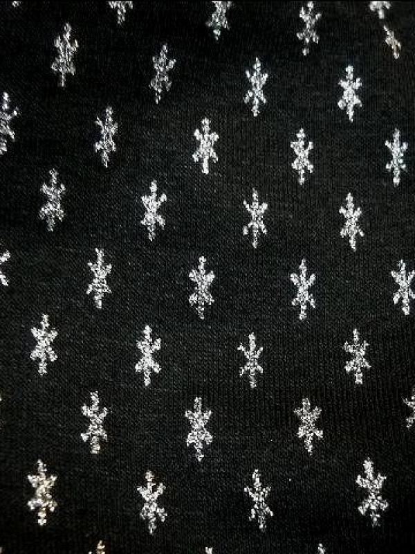 Jersey coton lycra noir star motif argent 1