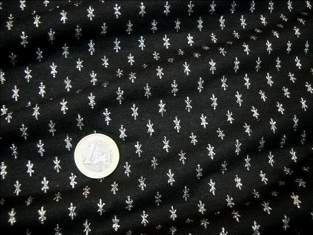 Jersey coton lycra noir star motif argent 2 