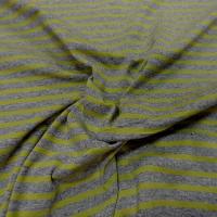 Jersey coton lycra raye gris chine anis 1