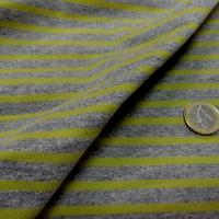 Jersey coton lycra raye gris chine anis 3