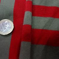 Jersey coton lycra raye taupe rouge89