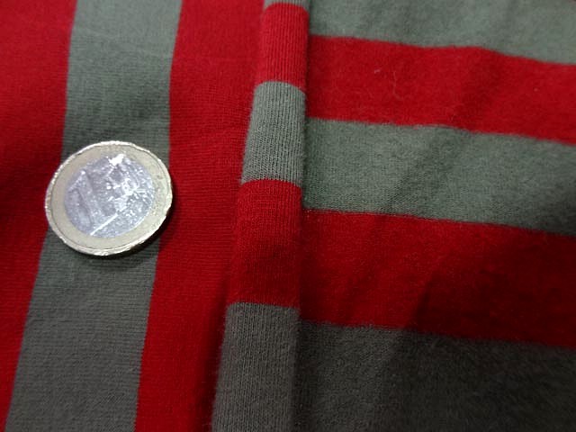 Jersey coton lycra raye taupe rouge89