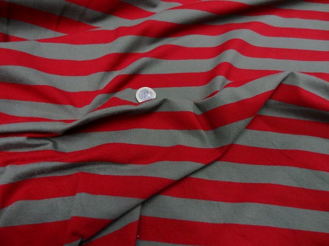 Jersey coton lycra raye taupe rouge9