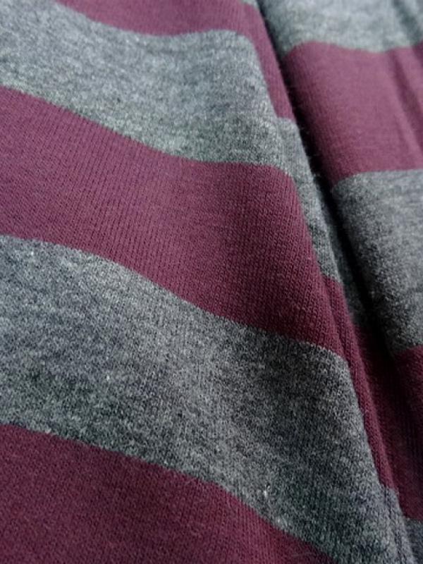 Jersey coton lycra rayures bagnard gris chine lie de vin 4 