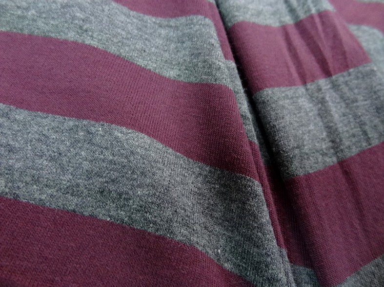 Jersey coton lycra rayures bagnard gris chine lie de vin 4