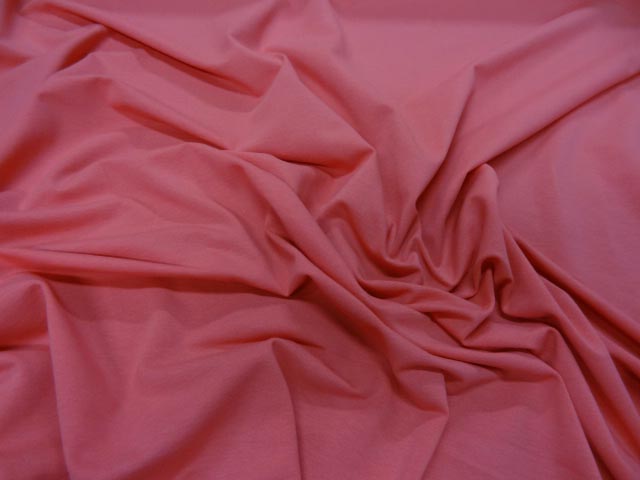 Jersey coton lycra rose saumon fonce