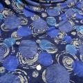 Jersey coton melange bleu motifs pois et spirale 1