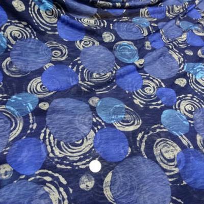 Jersey coton melange bleu motifs pois et spirale 1 