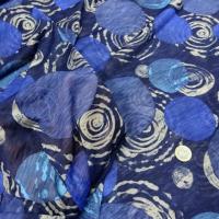 Jersey coton melange bleu motifs pois et spirale 2 