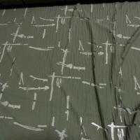 Jersey coton melange kaki motif dechirure sur fine resille 2