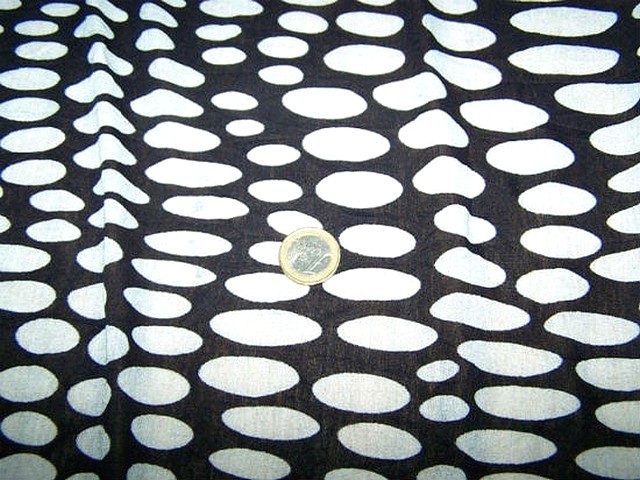 Jersey coton melange noir pois ovales blancs 1 