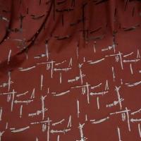 Jersey coton melange rouge tomette motif devore sur resille 2