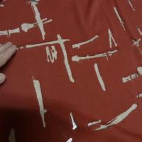 Jersey coton melange rouge tomette motif devore sur resille 4