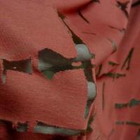 Jersey coton melange rouge tomette motif devore sur resille 5 