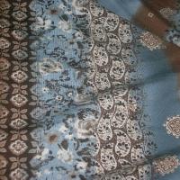 Jersey coton motif frise et fleurs noisette celadon