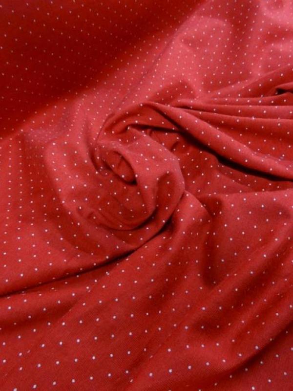 Jersey coton rouge pois blanc tres fin 1 
