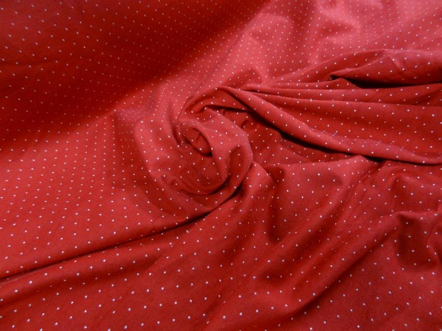 Jersey coton rouge pois blanc tres fin 1