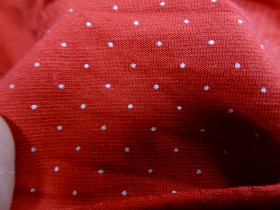 Jersey coton rouge pois blanc tres fin 4