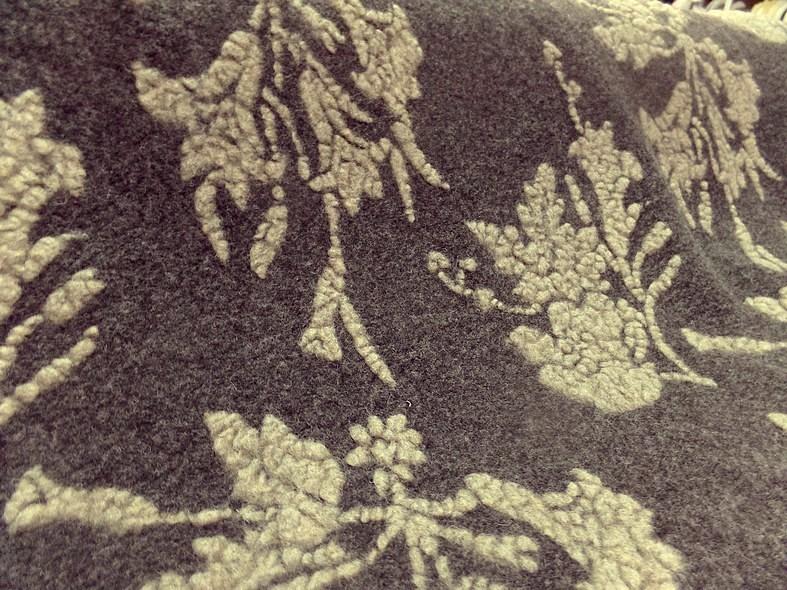 Jersey de laine aspect laine cardee brun chine fleuri sable 9 1