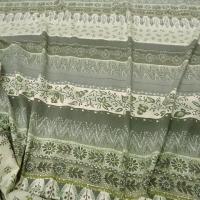 Jersey frises de fleurs kaki et tilleul 1