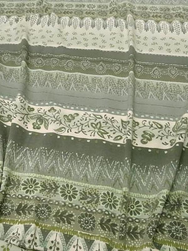 Jersey frises de fleurs kaki et tilleul 1 