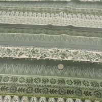 Jersey frises de fleurs kaki et tilleul 2