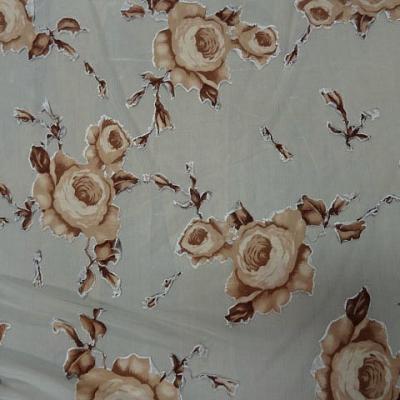 Jersey lycra sable roses decoupees beige marron 1 