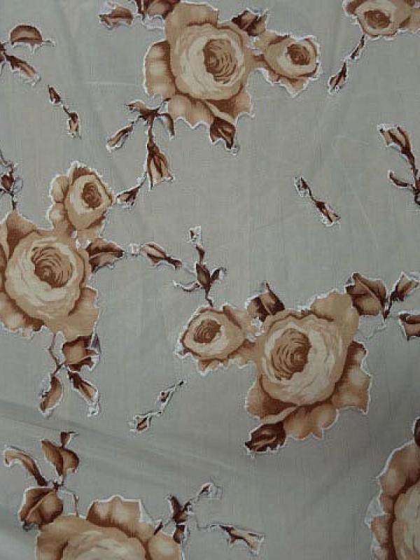 Jersey lycra sable roses decoupees beige marron 1
