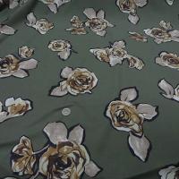 Jersey lycra vert asperge motif fleurs decoupees 2 