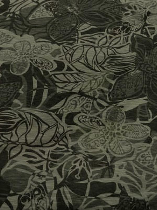 Jersey tons kaki feuillage et fleurs 1 