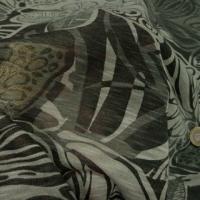 Jersey tons kaki feuillage et fleurs 4